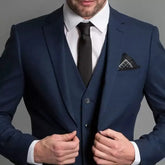 Navy Blue Male Suits Slim fit Notched Lapel Wedding Tuxedos 3 Piece Sets Tailor Made Business Mens Costume (Blazer+Pants+Vest)